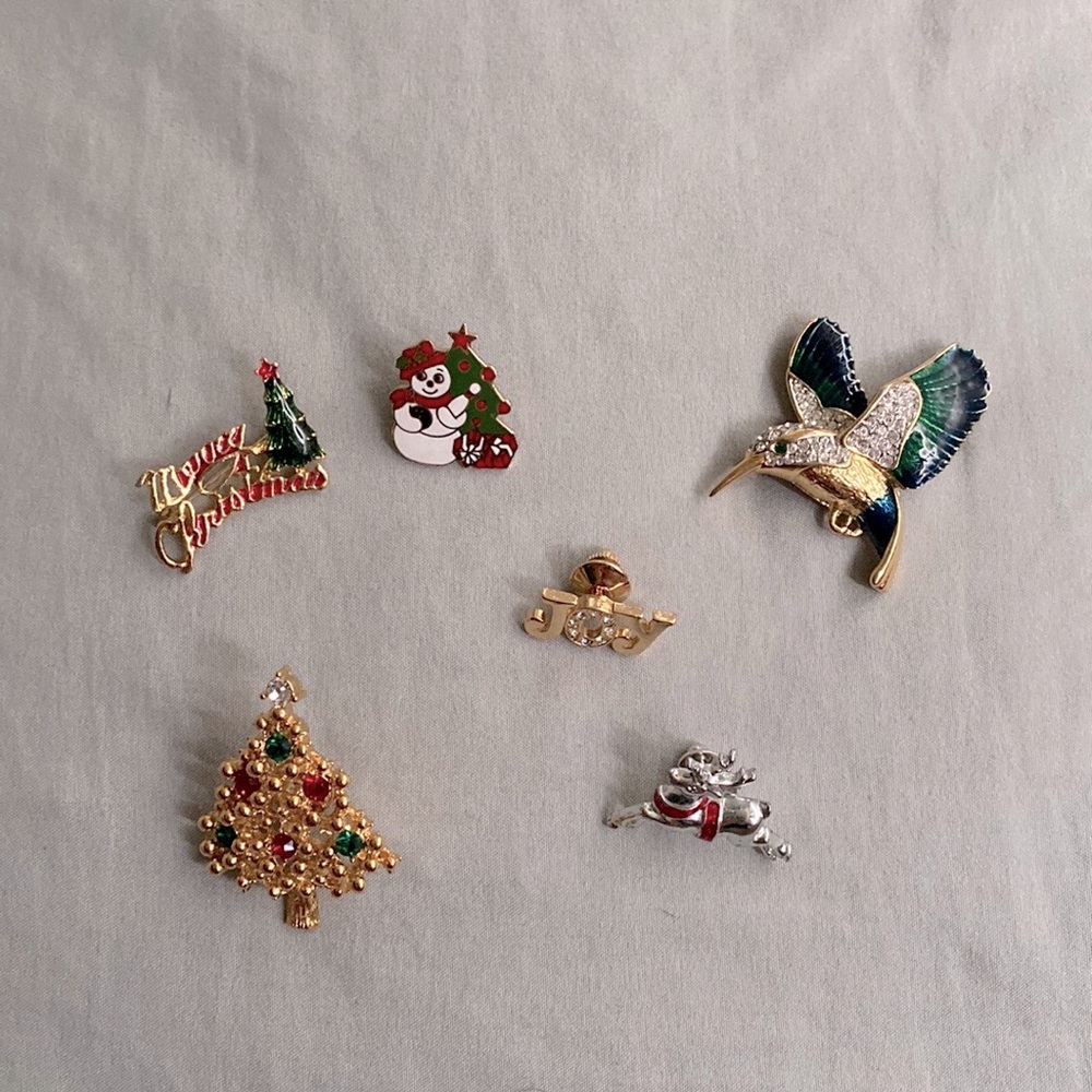 6 different Christmas pins